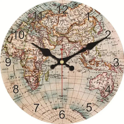 Horloge Vintage Carte du Monde Rétro Horloges Déco Murale Express