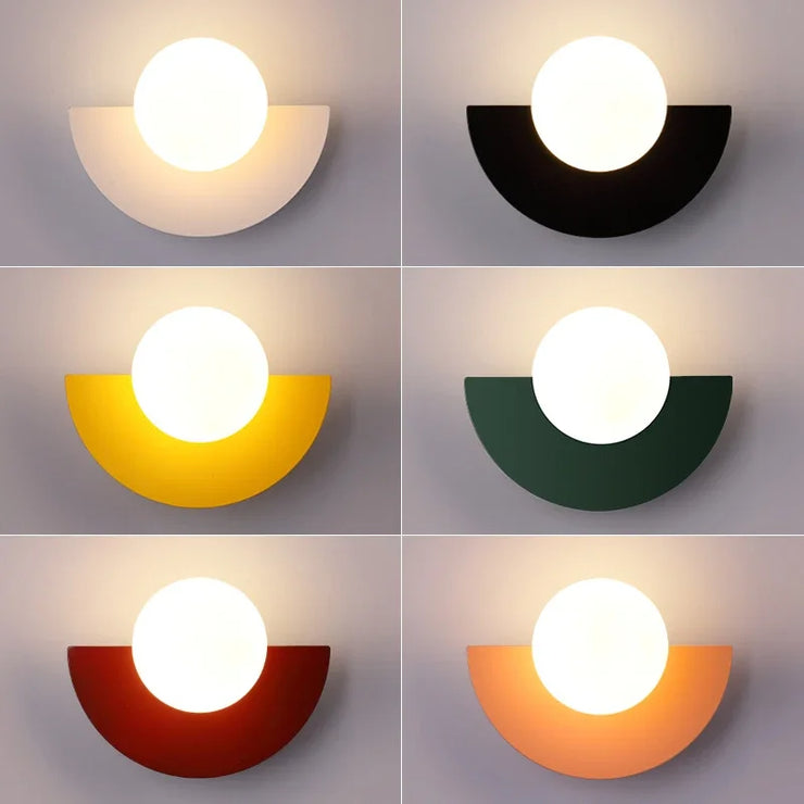 Lampe murale LED nordique demi-cercle coloré