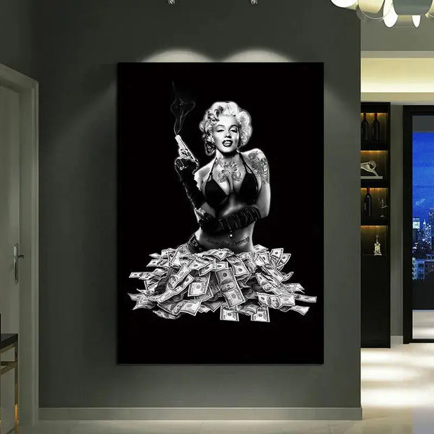 Tableau Noir et Blanc Marylin Monroe Tableaux, T-NB Déco Murale Express