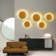 Applique murale LED ronde en bois