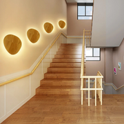 Applique murale LED ronde en bois