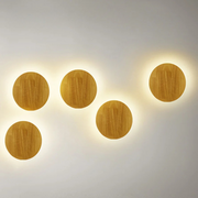 Applique murale LED ronde en bois